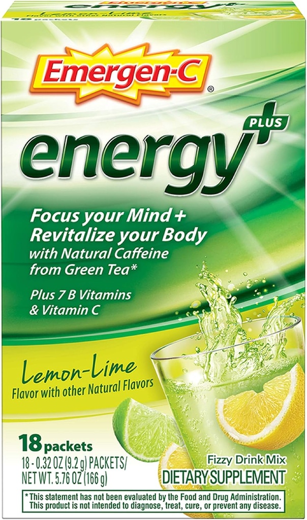 Emergen-C Energy+, jossa B-vitamiinia, C-vitamiinia ja luonnon kofeiinia vihreästä teestä (18 kreivi, Blueberry Acai Flavor) Ravintolisä Drink Mix, 0,33 Ounce Powder Packets