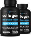 NutraChamps Multi Collagen Pills, Tyypit I, II, III, V, X, Double Hydrolysed Collagen Peptides Powder Capsules, Protein Supplement for Women & Men, 180 kapselia (paketti 2)