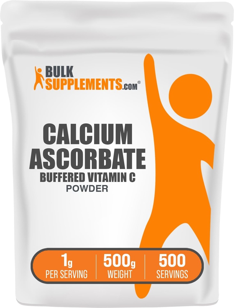 BulkSupplements.com Kalsiumaskorbaattijauhe - puskuroitu C-vitamiini, kalsiumlisä C-vitamiinilla - Gluteeniton, 1 g per tarjoilu, 500g (1,1 lbs) (pakkaus 1)
