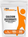 BulkSupplements.com Kalsiumaskorbaattijauhe - puskuroitu C-vitamiinin täydennysosa, kalsiumjauhe - Vegaaniton, 1 g per annos, 500g (1,1 lbs) (pakkaus 1)