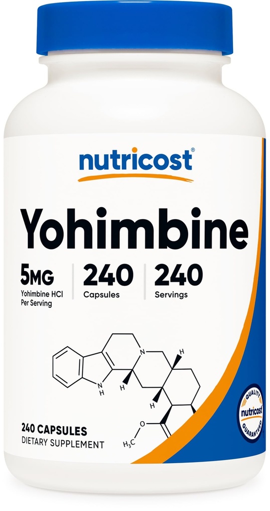 Nutricost Yohimbiini HCl 5 mg, 240 kapselia Extra Strength - Gluteeniton, ei-GMO