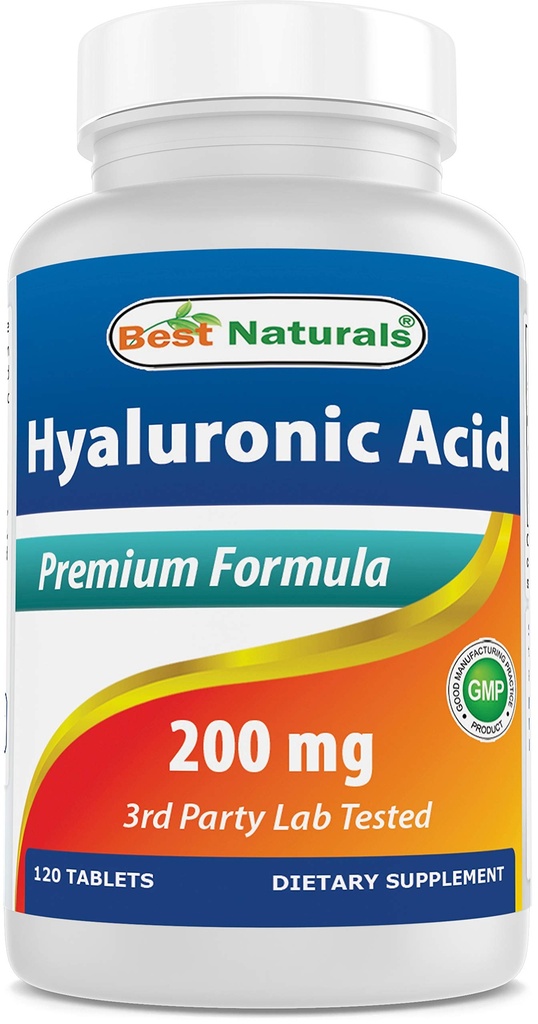 Best Naturals Hyaluronic Acid 200 mg 120 tablettia (ei-muuntogeenisiä organismeja, gluteeniton) - Edistää nuorten terve iho & terve yhteinen toiminto (120 laatikko 1)