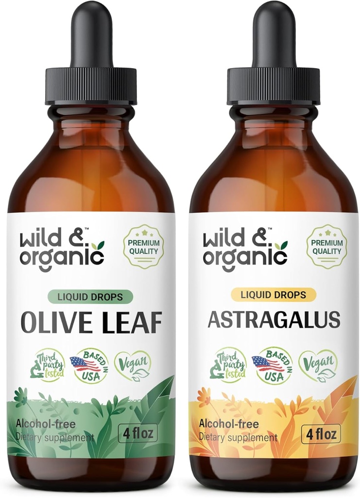 Luonnonvarainen & luomu Olive Leaf Tincture 4 fl oz & Astragalus Tincture 4 fl oz