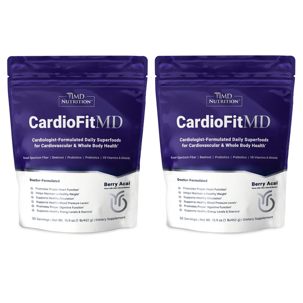 1MD Nutrition CardioFitMD - Vegan Beets Superfood Keto- Heart Health Powder - Nitric Oxide Supplement - Beet Root Powder för hälsosamt blodtryck och cirkulation - High Fiber Drink - 30 dagar (2-pack)
