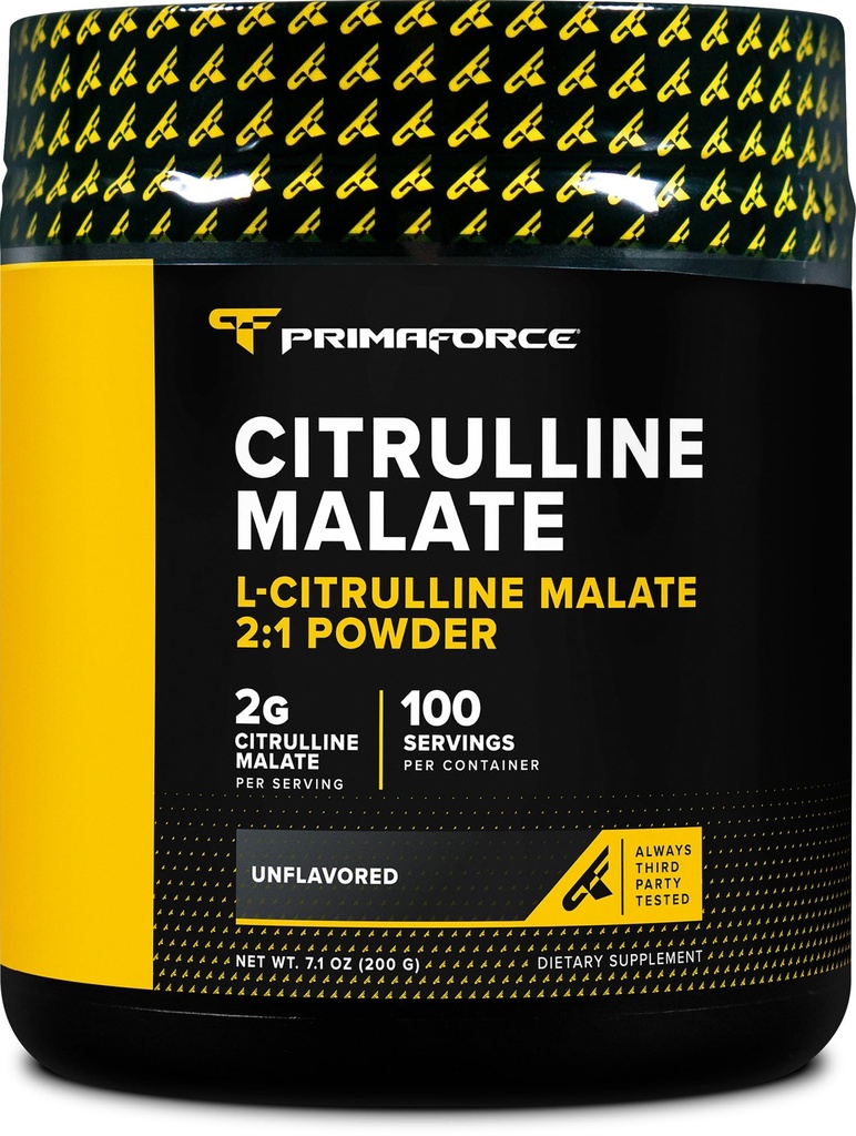 PrimaForce L-Citrullline malaattijauhe, makuamaton pre harjoitus täydentää, 200 grammaa - Boosts energia, Aids Recovery, parantaa vahvuus suorituskyky Vegaani, ei-GMO