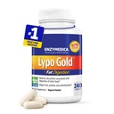 Enzymedica Lypo Gold, High Potency Lipase Dgestive Enzymes for Fat Digestion, Tukee satunnaisia turvotusta lievittää & Ruoansulatuskanavan, Keto- ystävällinen, Vegan, 240 kapselia