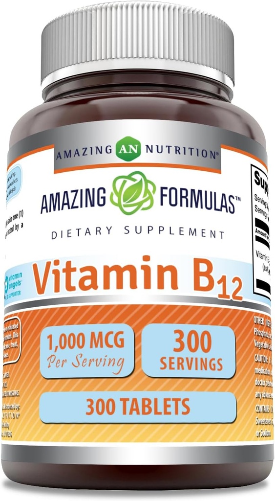 Fantastiska formler Vitamin B12 Supplement | 1000 Mcg per portion | Tabletter | Icke-GMO | Glutenfri | Made in USA (1 Pack, 300 Count)