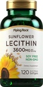 Piping Rock Sunflower Lecithin Softgel Capsules | 3600 mg | 120 greve | Rik i Phosphatidylcholine | Soy Free, Non-GMO, Gluten Free