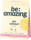 BE AMAZING Pre workout Powder, vegaaninen täydentää 125mg luonnon kofeiini, Ashwagandha ja Adaptogens, sokeriton juoma Mix miesten ja naisten, Gluteeniton, ei GMO, vaaleanpunainen sitruuna, 30 tarjoilua