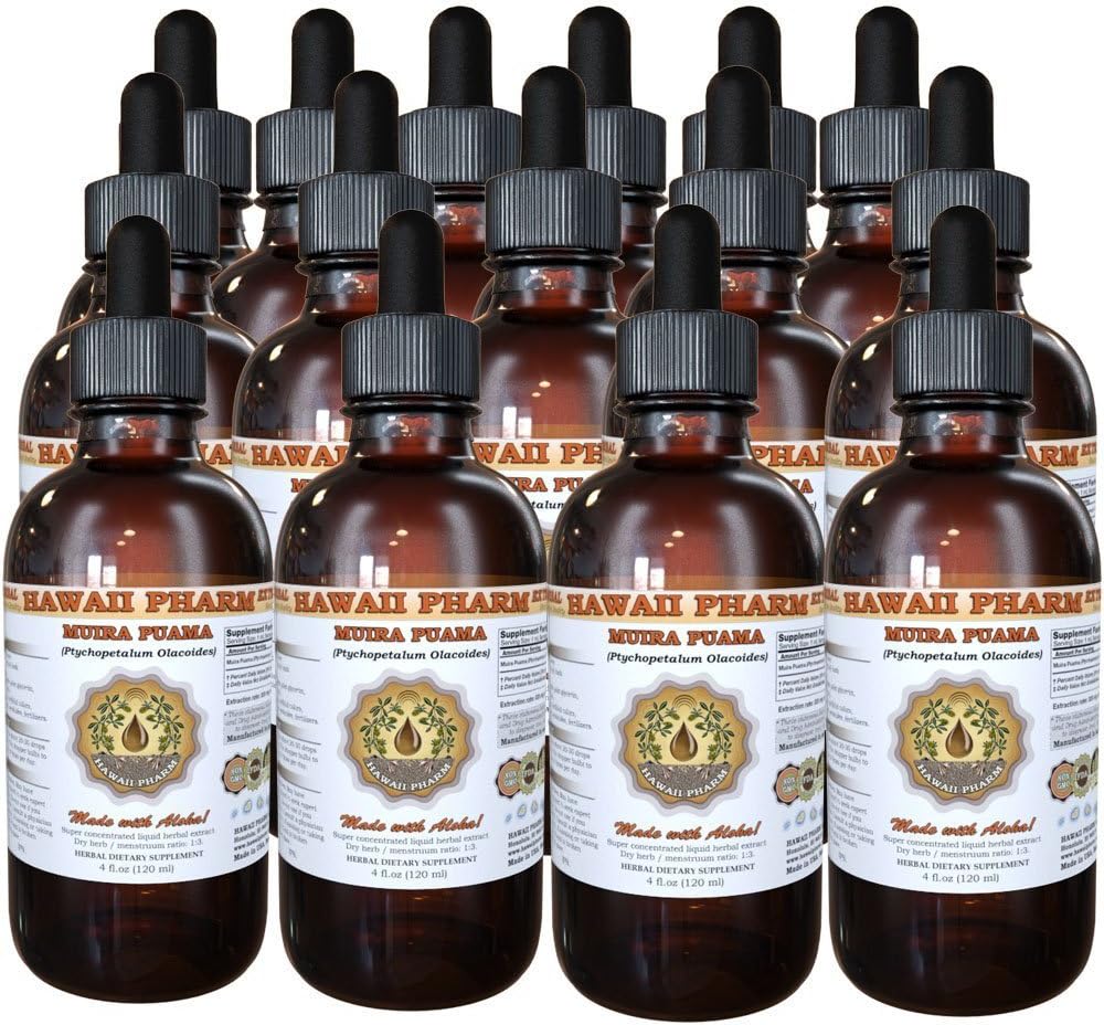 Muira Puama Liquid Extract, Organic Muira Puama (Ptychopetalum Olacoides) Tinktur Supplement 15x4 oz