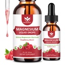 (2 pakkaus) Magnesium Glycinate Liquid Drops with Citrate & Taurate - High Imeytyminen 1000 mg Liquid Magnesium Complex D3, GABA, L-theanine for Cognition, Lihas & Focus, Vadelma Maku - 30mL