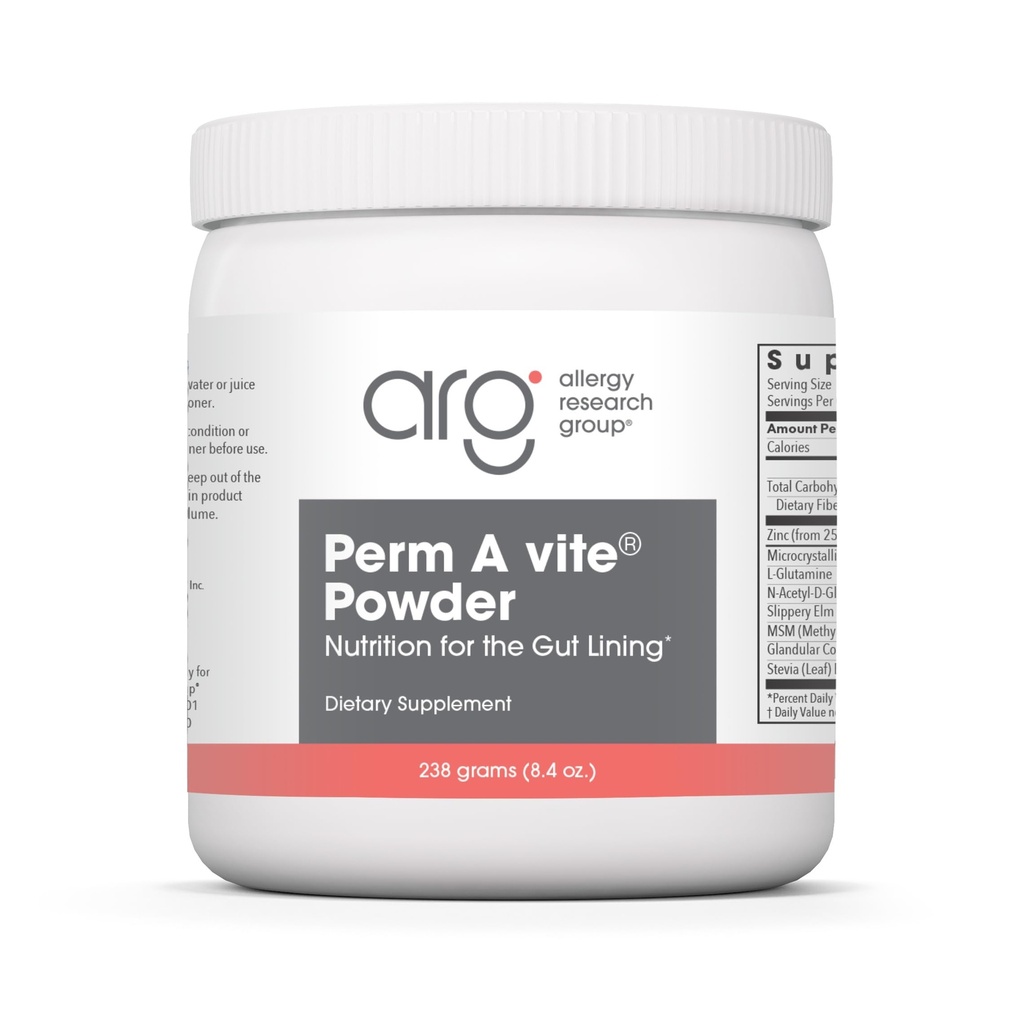 Allergiatutkimusryhmä Perm A Vite Powder - Gut Health for Men & Women, L-glutamine, Liukas jalava - 8,4 Oz