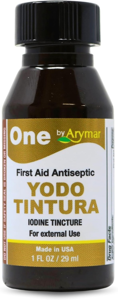 Arymar Jodi Tincture, YODO Tintura 2% Uutinen Ratkaisu pieniin paloihin, scrapes, Burns, 1 Fl Oz