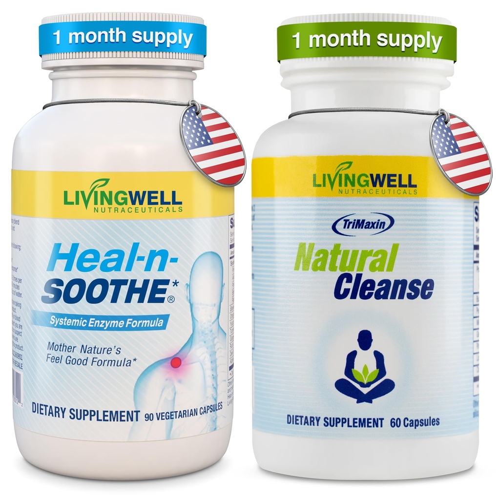 HEAL-N-SOOTHE Natural Cleanse Supplement Proteolyyttinen Enzyme ja luonnollinen Ruoansulatuskanavan terveys täydentää