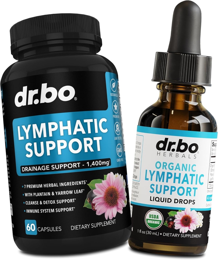 Lymphatic Drainage lisäravinteet pillereitä ja tihkuroita - Organic lymphatic Support Liquid Drops Cleanse, Lymph System Support Supplement for Nodes Legs & Neck - Lymph Node Detox Cleanse System Drainage
