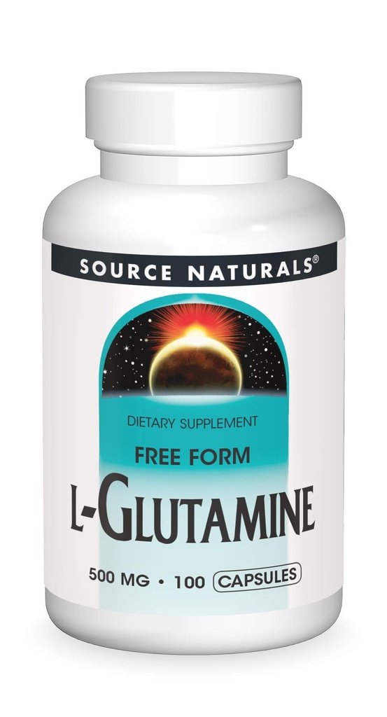 Source Naturals L-glutamine - vapaa muoto Aminohappo, joka tukee aineenvaihduntaa energia - 100 kapselia