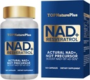 NAD + Tillägg 1000 mg Ren organisk, Högsta NAD + Resveratrol Supplement Max Absorption för energi och DNA-reparation, åldrande försvar, hjärnfunktionsstöd, 120 kapslar