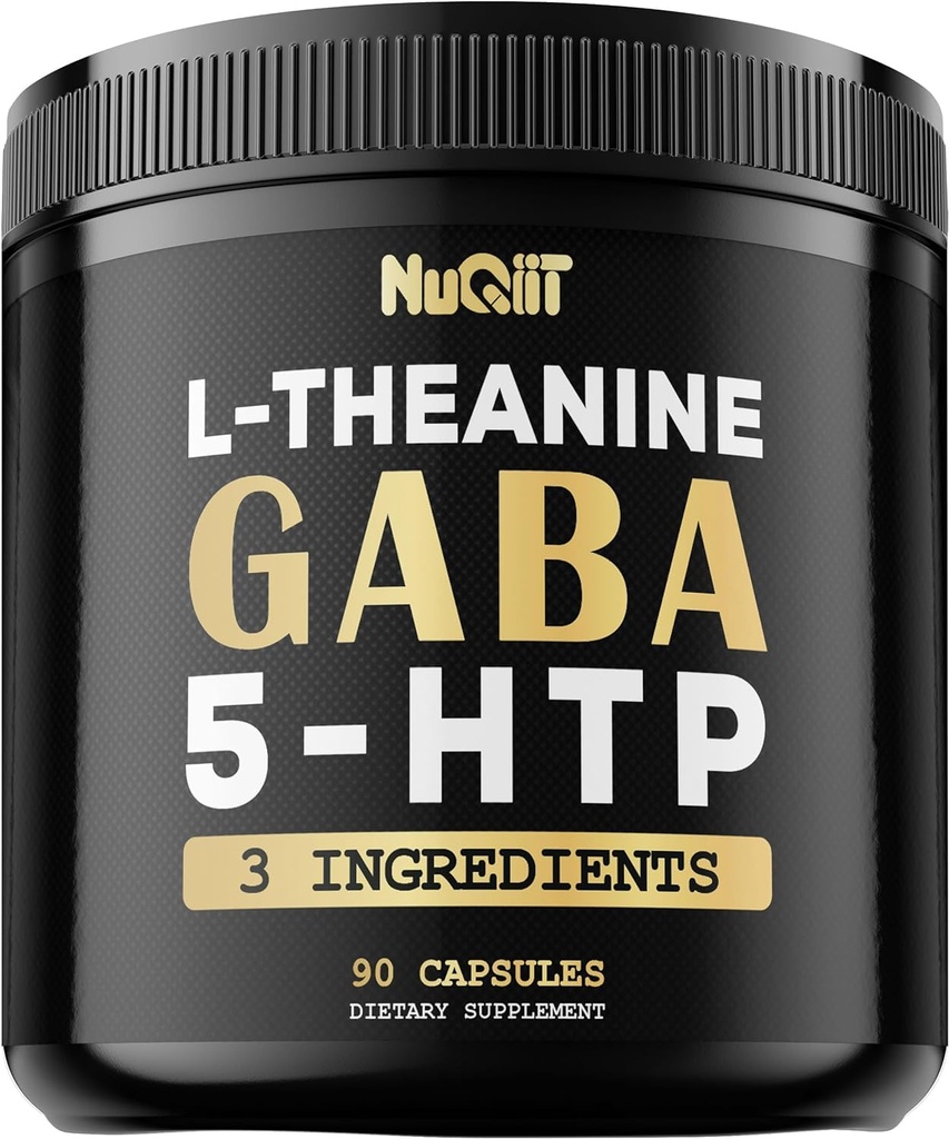 3in1 GABA Supplements 750mg L-Theanine 200mg & 5-HTP (5-hydroxytryptophan) - Likvärdigt till 1000mg - Stöd Brain Health, Koncentration, Bekvämt humör - 90 kapslar
