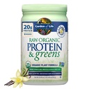Garden of Life Raw Organic Protein & Greens Vanilla - Vegan Proteinpulver för kvinnor och män, växt och pea proteiner, gröna & probiotika, Gluten Free Low Carb Shake Made utan mejeri 20 portioner