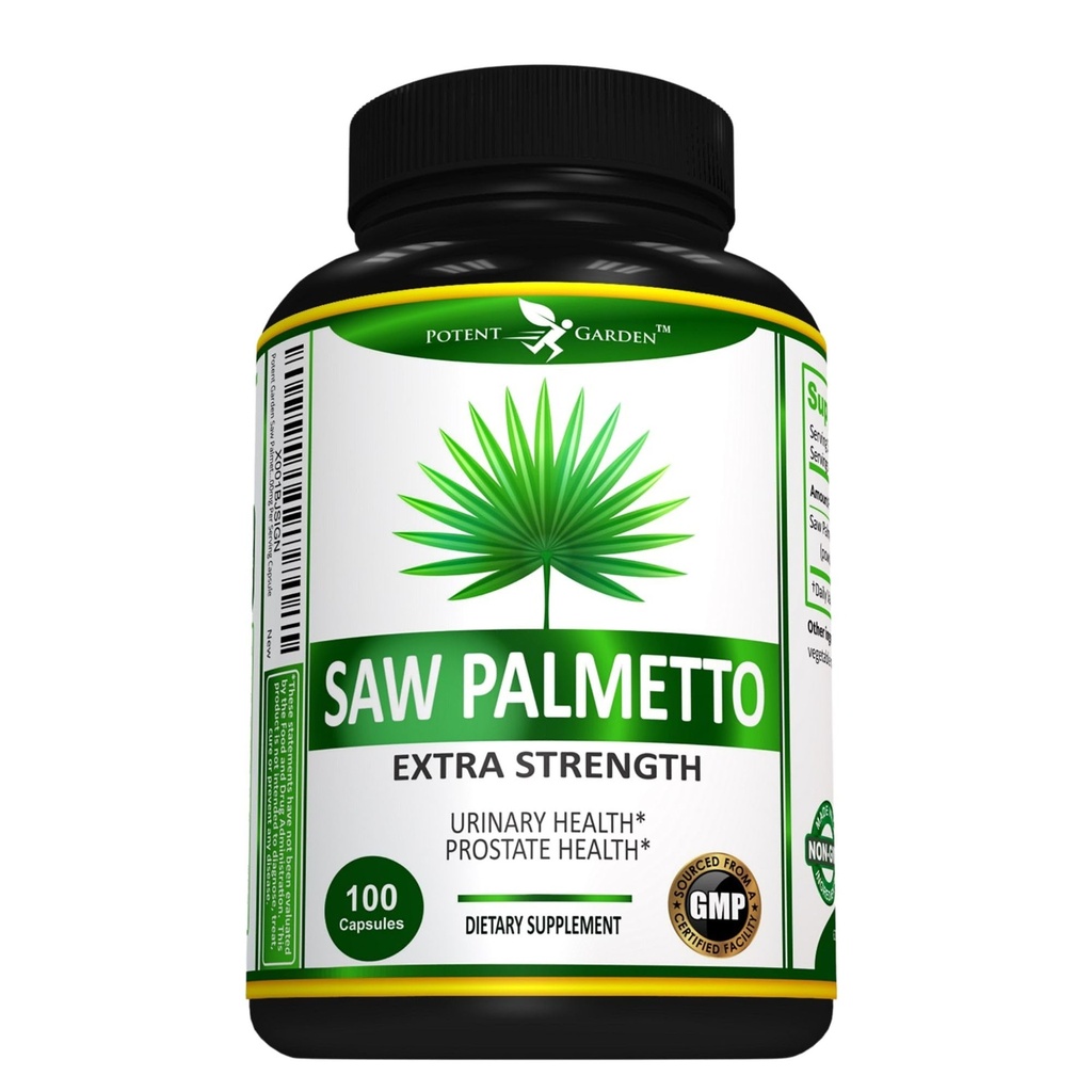 Potent Garden Saw Palmetto 500 mg - Eturauhas täydentää miesten - Tukee terve virtsan Frequency & Flow - Non GMO, 100 Saw Palmetto kapselit