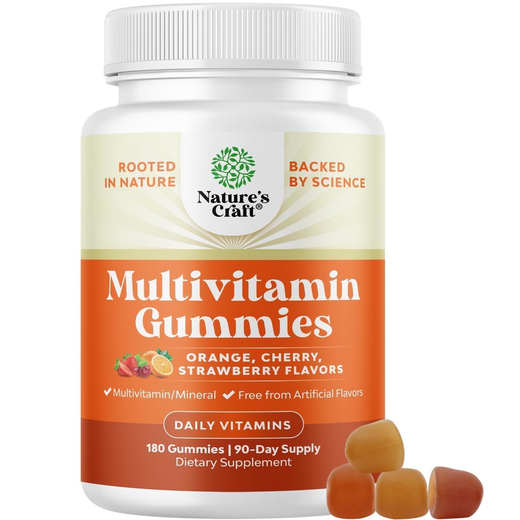 Potent Daily Multivitamin Gummies för vuxna - Wellness Blend av vitamin D A C E B12 Zink och Biotin - Vuxen Vitamin Gummy för energi och immunhälsa - Non-GMO Gluten Free och Halal - 180 Gummies