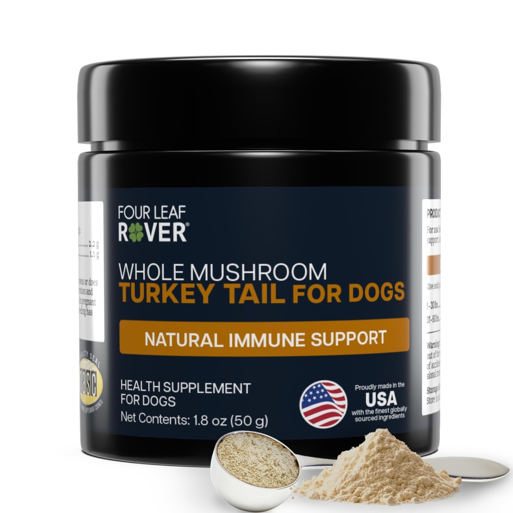 Turkey Tail Mushroom koirille - Koko, Organic Mushroom Extract - Yli 50% Beta-Glucan - Kolmas osapuoli testattu, Made in USA - No Grains No Fillers - 60 päivän suuri koira tarjonta
