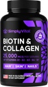 Biotiini ja kollageeni täydentää Keratin 25000 mikrog - hiusten iho & kynnet vitamiinit Collagen Keratin B Complex - valmistettu Yhdysvalloissa - Biotiini hiusten kasvua naiset & miehet Tuki iho & kynnet, 60 kapselia