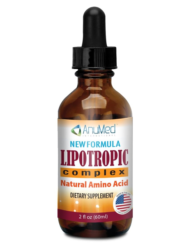 ANUMED - Lipotropiska komplexa flytande droppar med vitamin B12, B6, folsyra, kolin, inositol för leverhälsa, naturlig rengöring, Detox + ökar naturliga energinivåer. Vegan, icke-GMO, glutenfri (2oz)
