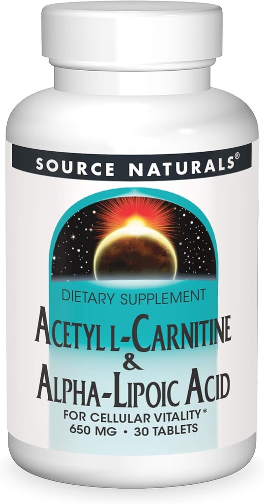 Source Naturals Acetyl L- Carnitine & Alpha- Lipoic Acid 650mg - 30 tablettia
