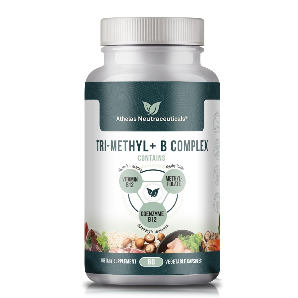 Tri-Metyyli+ B Complex Methylated B Vitamiineja - Full Spectrum Metyyli B Complex lisä MTHFR Tuki B12-metyylikobalamiinin, adenosyylikobalamiinin ja metyylifolaatin aktiivisilla muodoilla