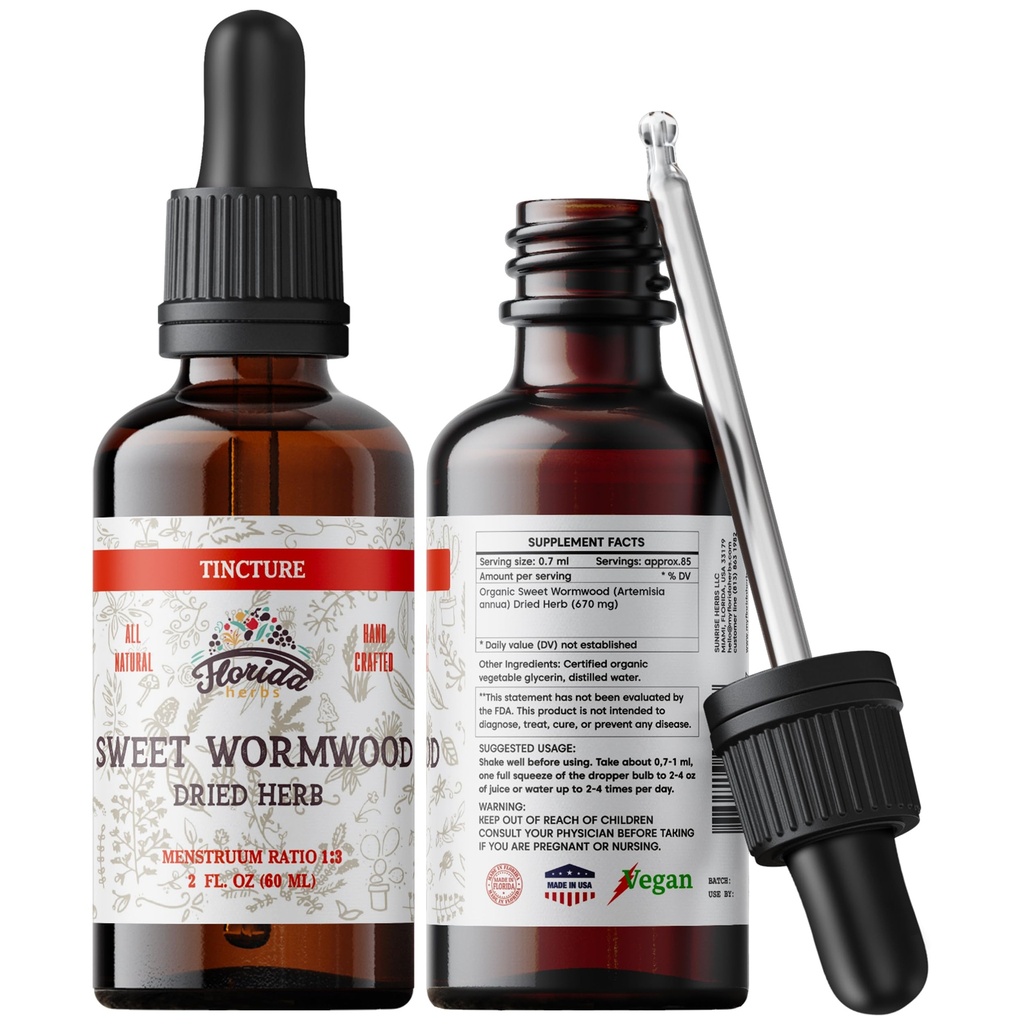 Sweet Wormwood Organic Tincture - Natural Intestinal Cleanse och Digestive Cleanse Supplement - Wormwood Herb Extract för Detox - Made in USA - 2 Fl Oz (Sweet Wormwood - 2 Fl Oz)