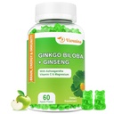 240MG Ginkgo Biloba Ginseng ja magnesium, Ginko Biloba Lisäravinteet Aivofokus, Mieliala ja muisti aikuisille, 60 Ct