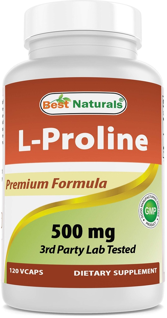 Bästa Naturals L-proline Amino Acid Dietary Supplement 500 Mg, 120 greve (817716014456)