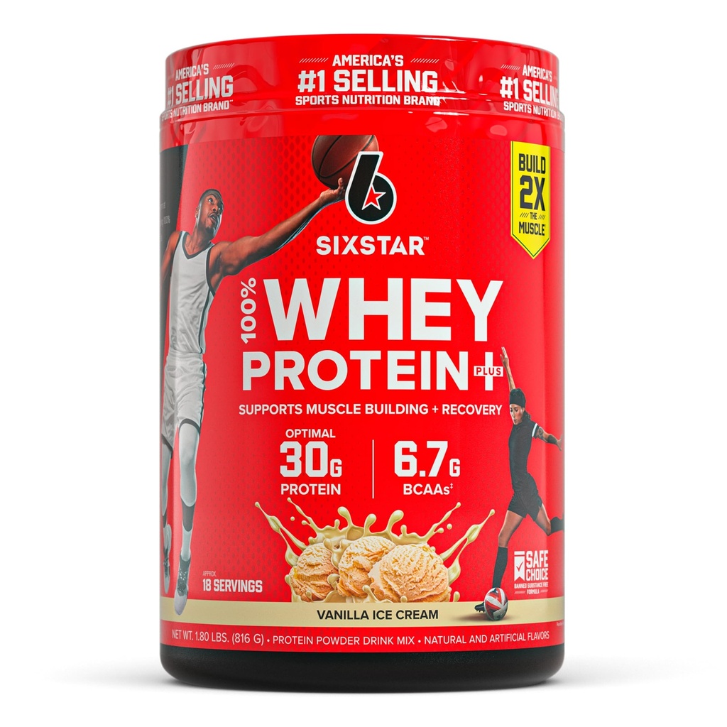 Sex Star Whey Protein Powder Plus - Muscle Building & Recovery Formel med Whey Isolate Powder, BCAA, 30g Protein, Immune Support - Post-Workout Supplement - Vanilla Cream, 1,8 lbs