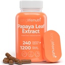 LongLifeNutri Papaya Leaf Extract Supplement 1,200 mg per servering - 240 vegetariska kapslar, 4-månaders leverans, från Carica Papaya för daglig Wellness, GMP Certified, Made in USA