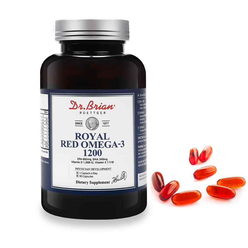 Tohtori Brian Royal Red Omega 3 1200, Fish Oil Supplement EPA ja DHA Omega3 Fish Oil Sisältää D-vitamiini, E Omega-3 tukea fyysiseen terveyteen - 90 pehmeät geelit
