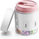Daviky Pill Bottle Organizer, Supplement Organizer 7 Suuret Osastot, Travel Pill Disperser Round Pill Box kahdella Lids( Vaaleanpunainen