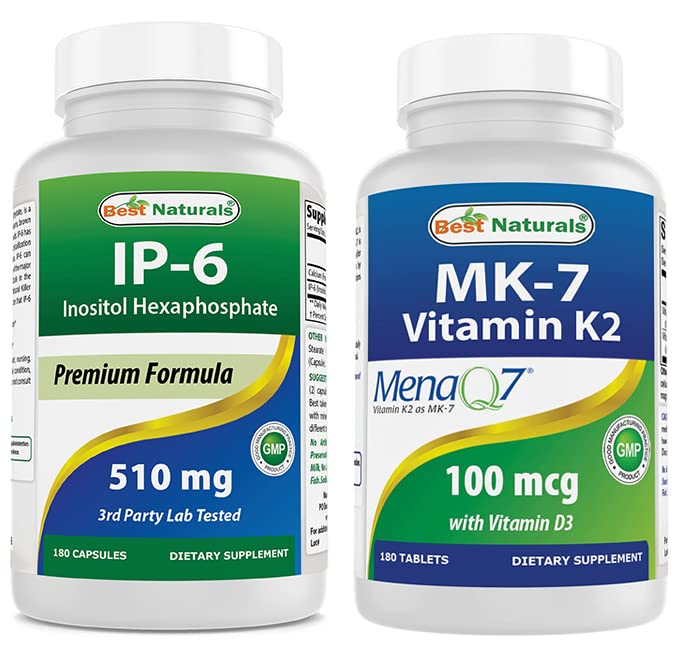 Best Naturals IP-6 510 mg & K2-vitamiini (MK7), D3
