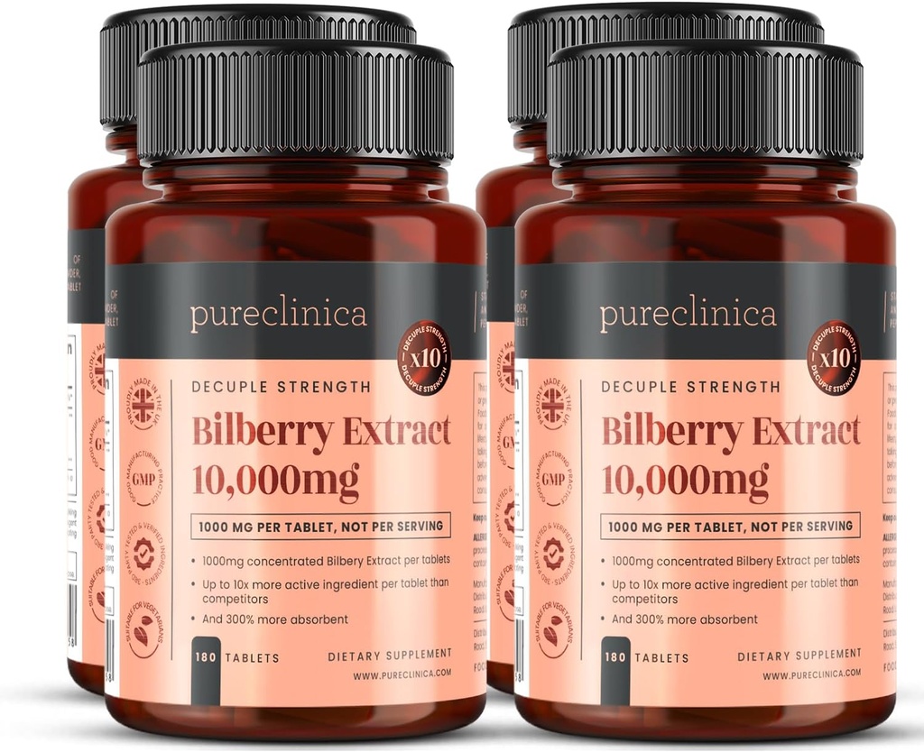 Mustikkauute 10 000 mg x 720 tablettia (4 pullot) - 10 X Lisää antosyanidiiniä per tabletti kuin useimmat muut