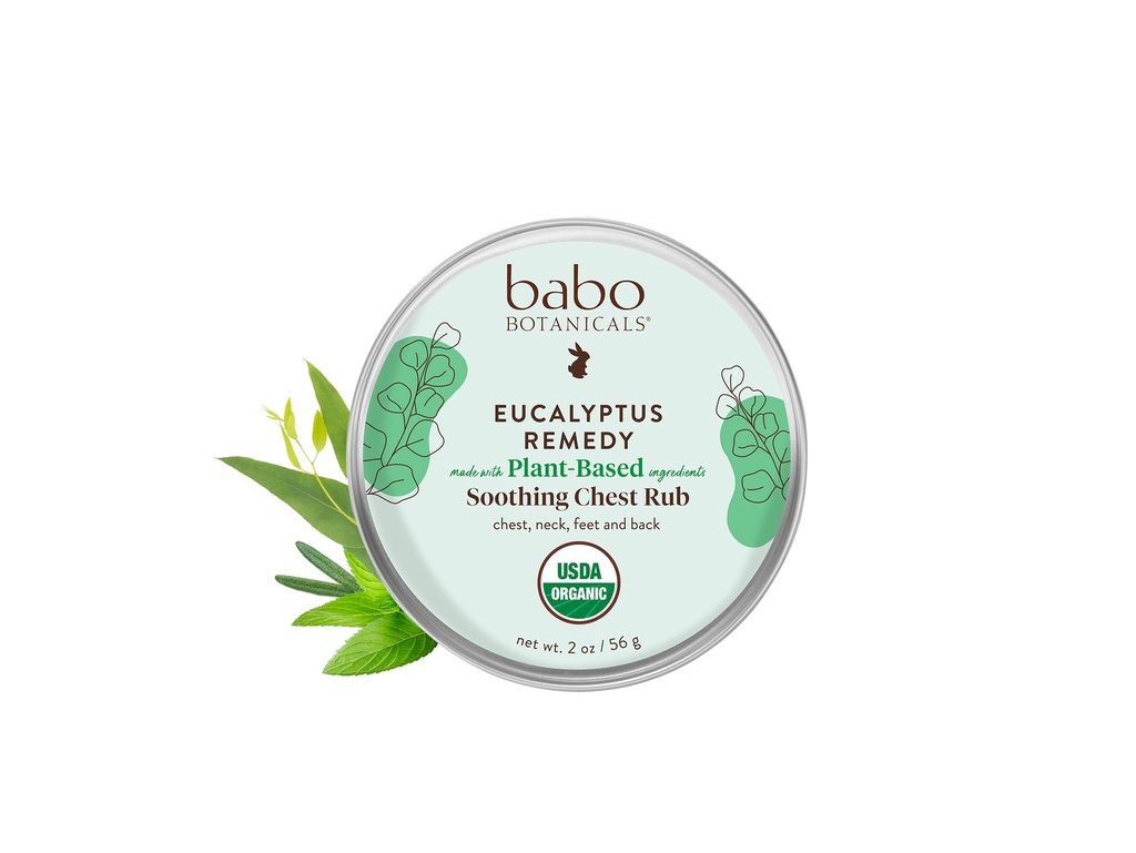 Babo Botanicals Eucalyptus Remedy Soothing Chest Rub - USDA Organic - Kalmning lättnad med eukalyptus, lavendel och rosmarin eteriska oljor - Gjord utan Camphor eller Petroleum - För åldrar 3 +