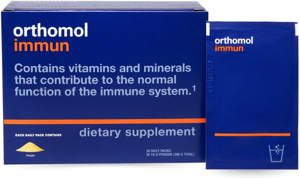 Orthomol Immun Powder, Immune Support Supplement, 30-dagars leverans, vitamin A, B, C, D, E, Zink, jod
