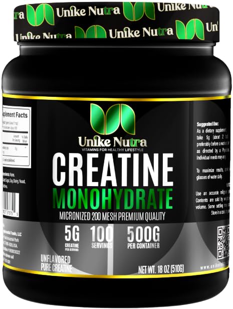 Puhdas kreatiini Monohydraatti Powder täydennysosa, makuamaton, tukee Bulk Lihasenergiaa, Recovery, & Strength - Creatiini täydentää miesten ja naisten - 500G, 5000 mg per Serv (5g) - 100 tarjoilua