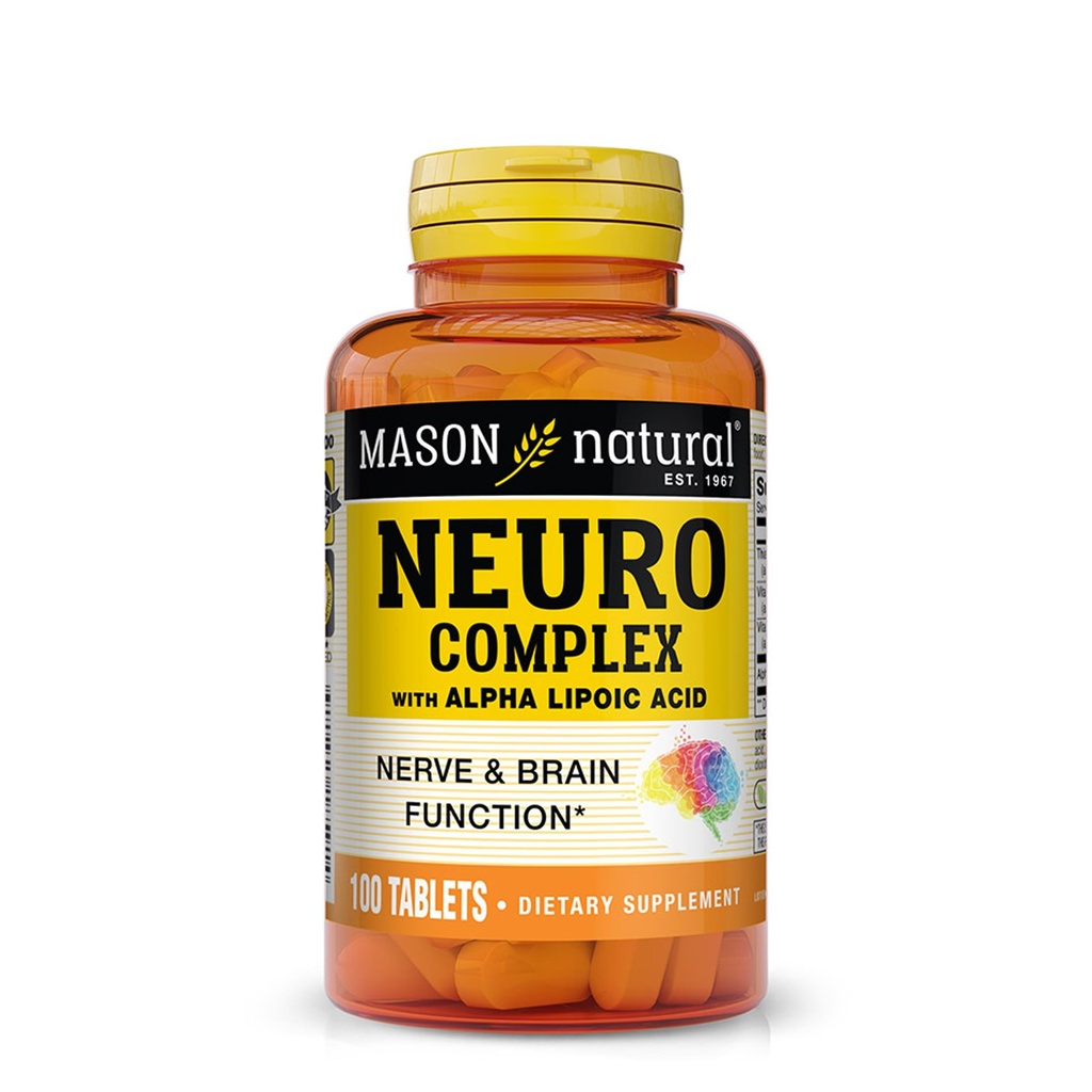 MASON Natural Neuro Complex Alpha Lipoic Acid & Vitamiini B12, sopii kasvissyöjille, 100 tablettia