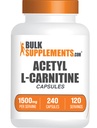 BulkSupplements.com Acetyl L-Carnitine kapselit - ALCAR HCl, Carnitine täydennysosa - ALCAR kapselit, Acetyl L-Carnitine 1500 mg - Gluteeniton, 2 kapselia per tarjoilu, 240 kapselia
