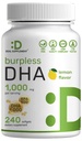 DHA Supplements | 240 Softgels, Burpless, Lemon Flavor, DHA 1000mg + EPA 500mg, Wild Caught Fish, Rich i Omega-3s, Mercury Free, Non-GMO, Support Brain Heart & Joint Health