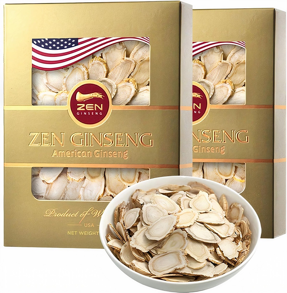 2 Boxar av amerikanska Wisconsin Ginseng Slices - Förbättrad energi, prestanda och mental hälsa för män och kvinnor. Totalt 8 Oz.