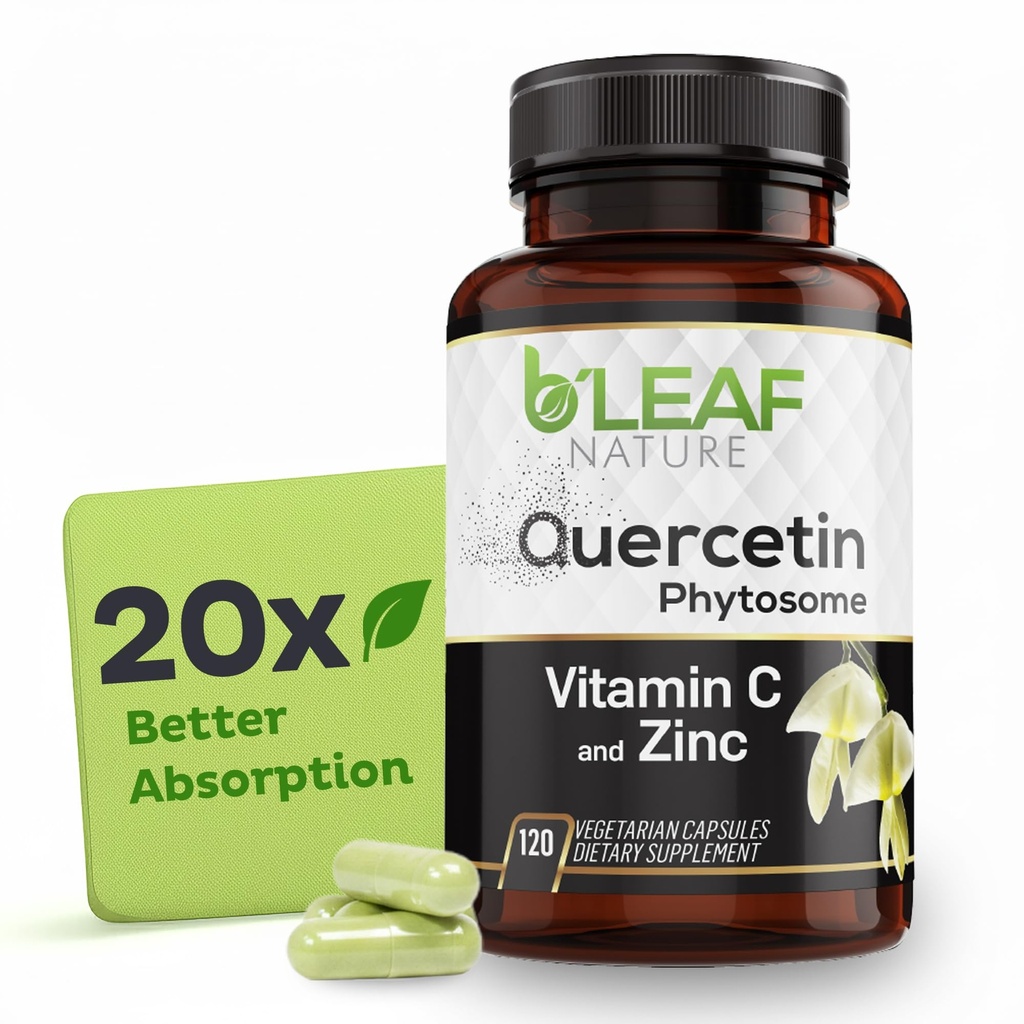 B'LEAF LUONNE Quercetin Phytosome, 120 kapselia ... 1000 mg korkea imeytyminen Kvarsetiini C-vitamiinilla ja sinkillä...