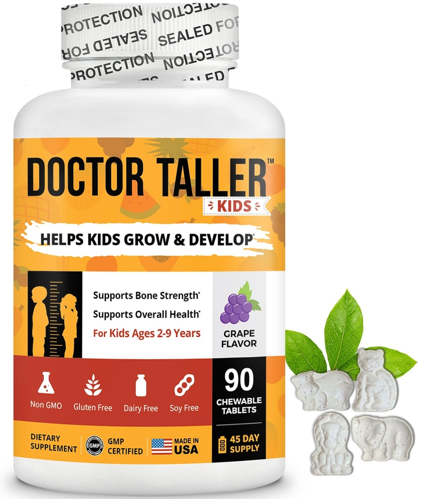 Tohtori Taller Lapset - Lapset Multivitamiinit, Toddler vitamiinit - Tuki luun vahvuus, parannettu immuniteetti kalsiumin, Multivitamiinit ikäisille 2-9 - Rypäleen maku - 90 purutablettia 6 viikkoa tarjonta