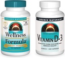 Lähde Naturals Wellness Formula ja 5000 iu D-3, 240 kapselia kussakin pullossa