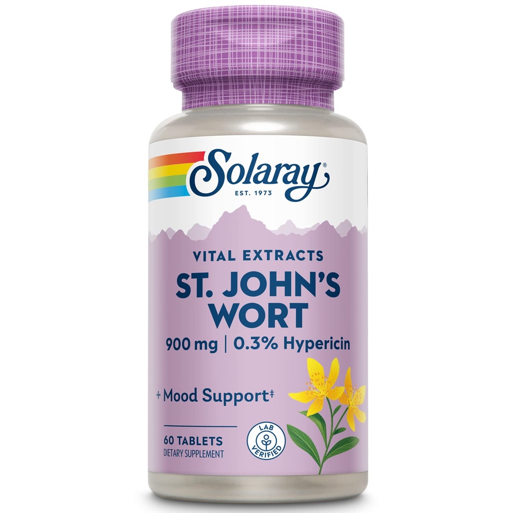 SOLARAY St. Johns Wort Aerial Extract One Daily 900mg, Standardoitu w/ 0, 3%